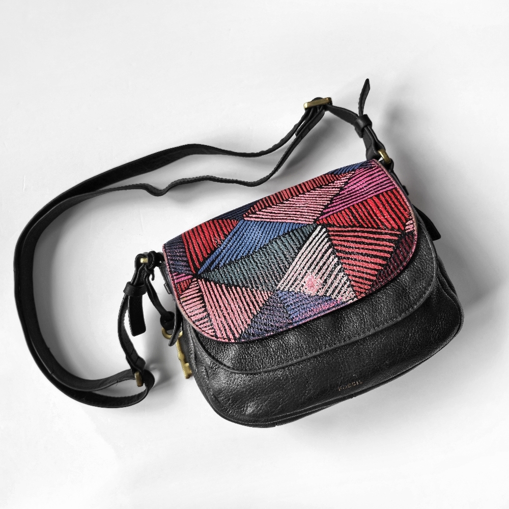 FOSSIL Peyton Small Double Flap Leather Crossbody Bag